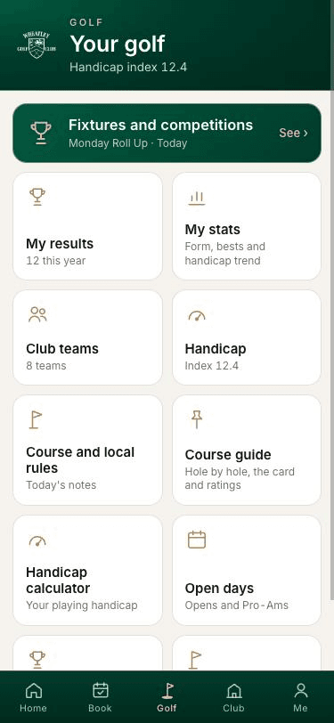 The Golf screen